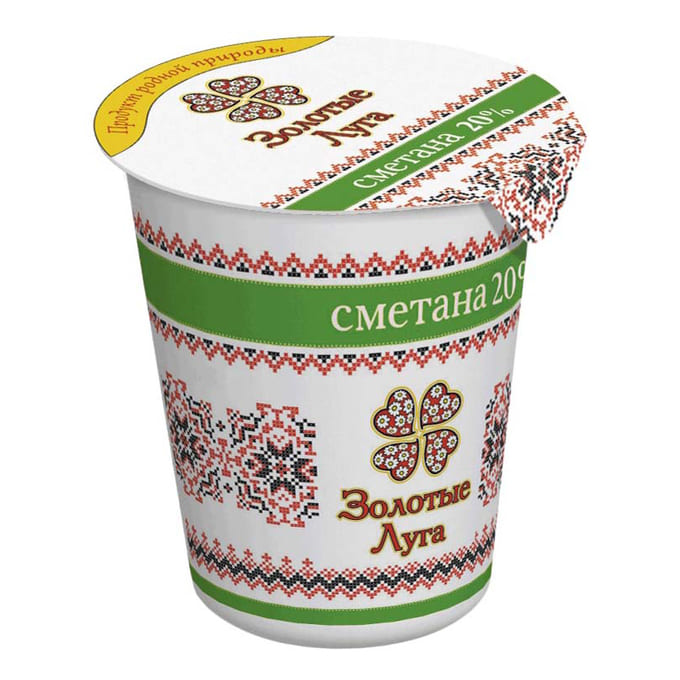 СМЕТАНА ЗОЛОТЫЕ ЛУГА 20% 350Г СТАКАН