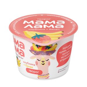 ТВОРОГ МАМА ЛАМА 100Г КЛУБНИКА И БАНАН 3,8%