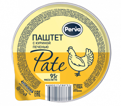 ПАШТЕТ ПЕРВА 95Г ПЕЧЕНОЧНЫЙ С КУРИНОЙ ПЕЧЕНЬЮ ЛАМИСТЕР