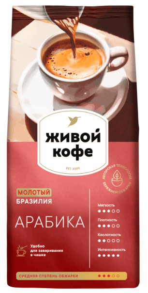 КОФЕ ЖИВОЙ КОФЕ АРАБИКА 200Г ЖАРЕНЫЙ МОЛОТЫЙ ТЕМН