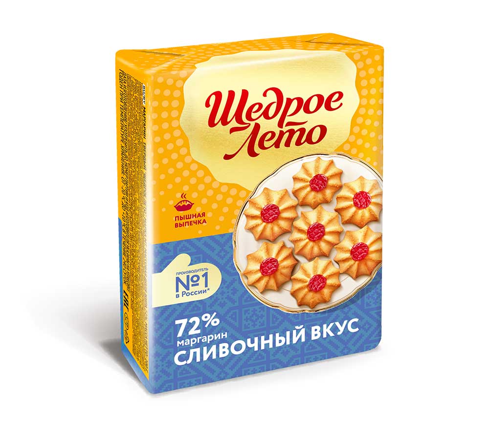 МАРГАРИН ТВЕРДЫЙ ЩЕДРОЕ ЛЕТО 72% 200Г СЛИВОЧНЫЙ ВКУС ФОЛЬГА