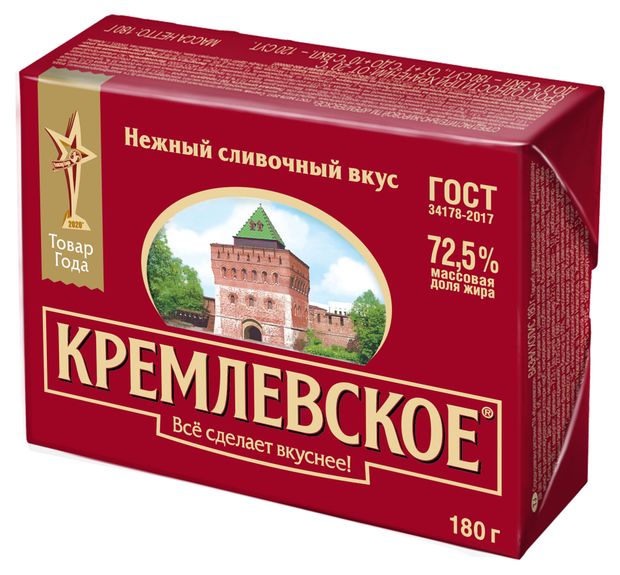 СПРЕД КРЕМЛЕВСКИЙ 72,5% 180Г РАСТИТЕЛЬНО-ЖИРОВОЙ ФОЛЬГА