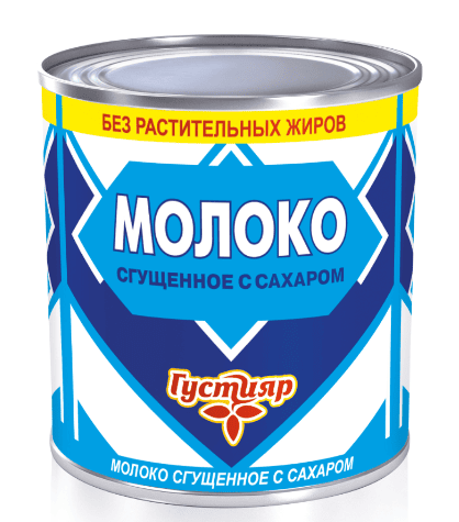 МОЛОКО СГУЩЕННОЕ С САХАРОМ ГУСТИЯР 0,2% 370Г ЖБ БЗМЖ
