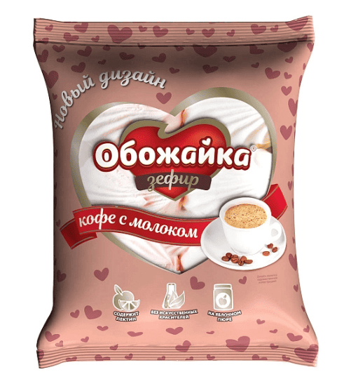 ЗЕФИР ОБОЖАЙКА 280Г СО ВКУСОМ КОФЕ С МОЛОКОМ