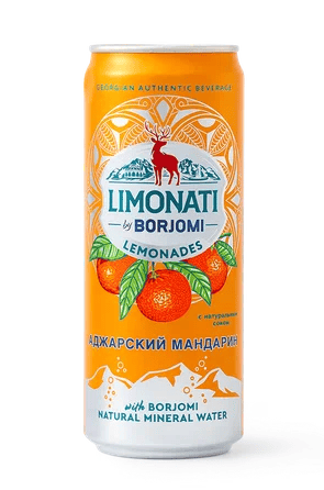 НАПИТОК Б/АЛК БОРЖОМИ ЛИМОНАД 330Г МАНДАРИН С СОКОМ И МИНЕРАЛЬНОЙ ВОДОЙ ЖБ