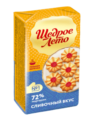МАРГАРИН ТВЕРДЫЙ ЩЕДРОЕ ЛЕТО 1КГ 72% СЛИВОЧНЫЙ ВКУС ФОЛЬГА