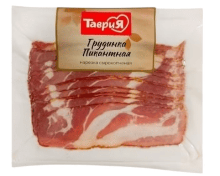 ГРУДИНКА ТАВРИЯ 300Г ПИКАНТНАЯ С/КОПЧ НАРЕЗКА ВАК/УП