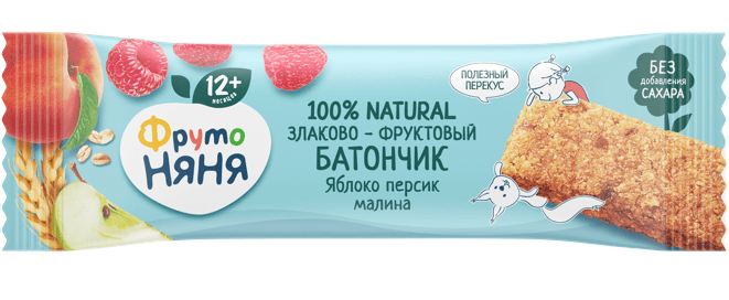 БАТОНЧИК ФРУТОНЯНЯ 25Г ЗЛАКОВО-ФРУКТОВЫЙ ЯБЛОКО ПЕРСИК МАЛИНА