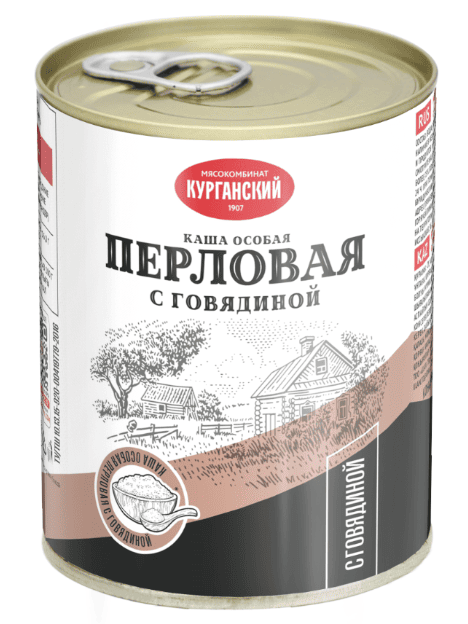 КАША КУРГАН 340Г ПЕРЛОВАЯ С ГОВЯДИНОЙ ЖБ