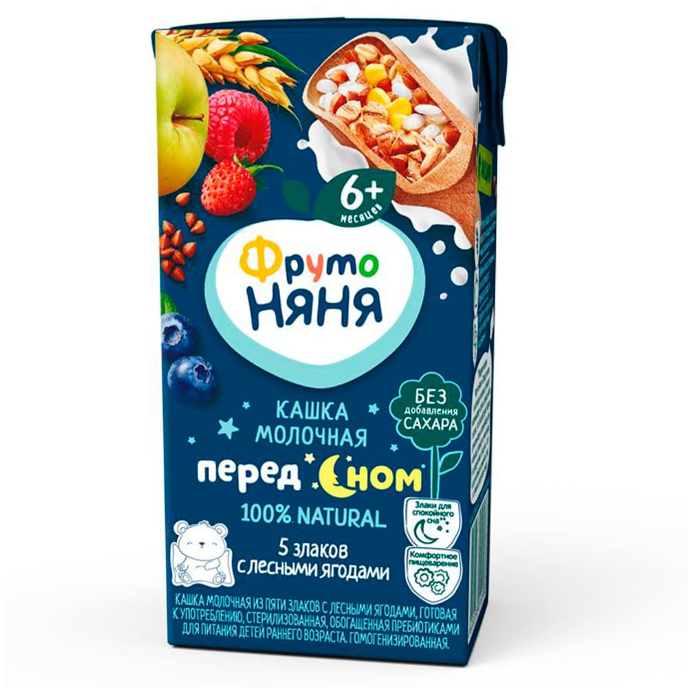 КАШКА ФРУТОНЯНЯ 0,2Л МОЛОЧНАЯ 5 ЗЛАКОВ ЯБЛОКО ЧЕРНИКА ЗЕМЛ МАЛИНА ЛЕС ЯГОДЫ Д/П