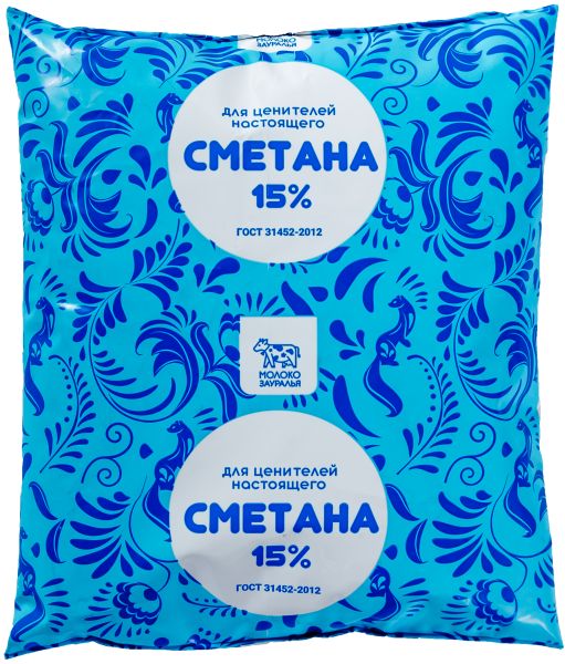 СМЕТАНА МОЛОКО ЗАУРАЛЬЯ 15% 500Г ПОЛИПАК
