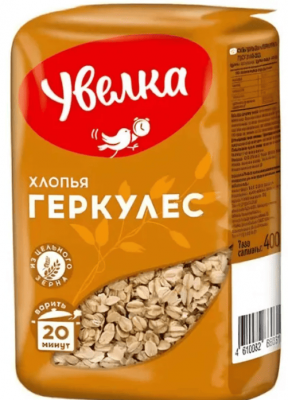 ХЛОПЬЯ УВЕЛКА 400Г ОВСЯНЫЕ ГЕРКУЛЕС М/У