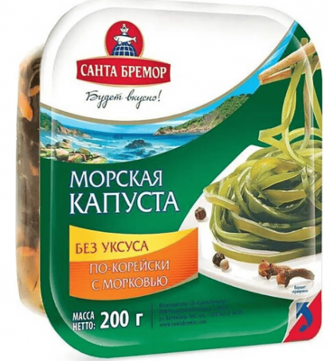 МОРСКАЯ КАПУСТА САНТА БРЕМОР 200Г МАРИНОВАННАЯ ПО-КОРЕЙСКИ С МОРКОВЬЮ