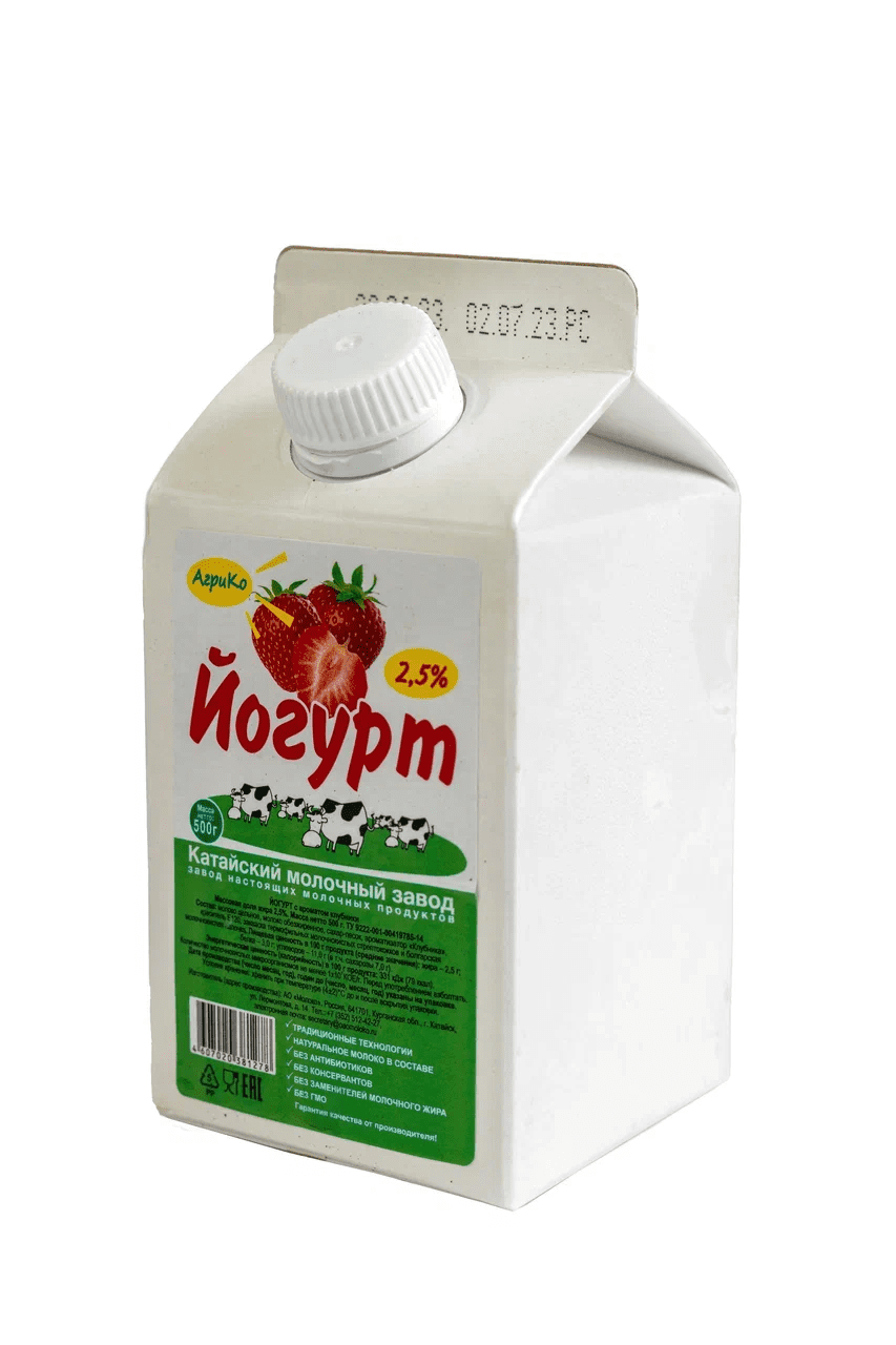 ЙОГУРТ КАТАЙСК 2,5% 0,5Л КЛУБНИКА ПЮРПАК