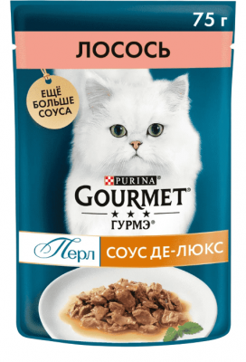 КОНСЕРВЫ Д/КОШЕК ГУРМЭ ПЕРЛ СОУС ДЕ-ЛЮКС 75Г С ЛОСОСЕМ В РОСКОШНОМ СОУСЕ ПАУЧ