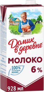 МОЛОКО ДОМИК В ДЕРЕВНЕ 6% 950МЛ СТЕРИЛИЗОВАННОЕ ТБА