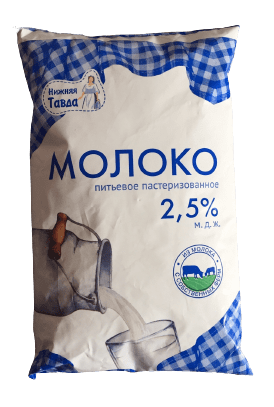 МОЛОКО НИЖНЯЯ ТАВДА 2,5% 800МЛ ПИТЬЕВОЕ ПАСТЕРИЗОВАННОЕ ФИН-ПАК