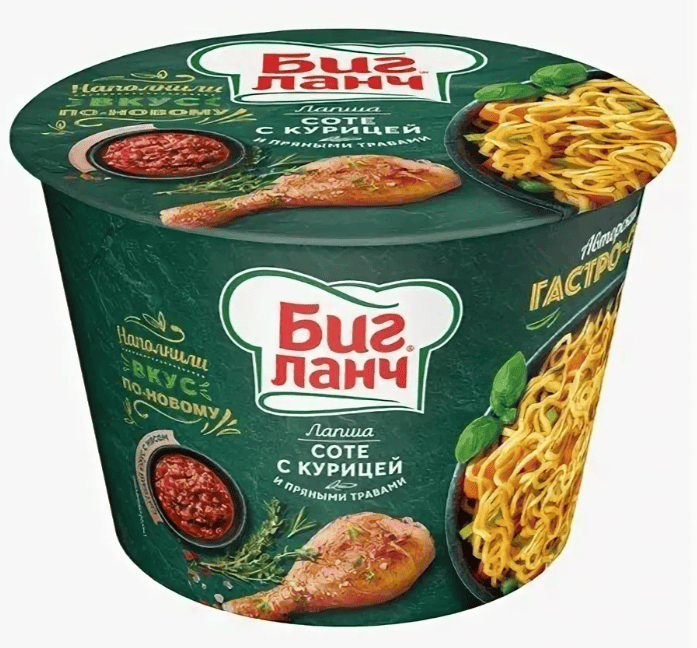 ВЕРМИШЕЛЬ Б/П БИГ ЛАНЧ 90Г СОТЕ С КУРИЦЕЙ И ПРЯНЫМИ ТРАВАМИ