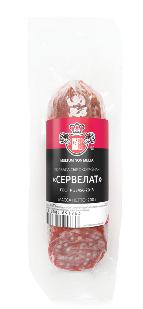 КОЛБАСА ВЕЛЕС СЕРВЕЛАТ 200Г С/КОПЧ В/С СРЕЗ ВАК/УП