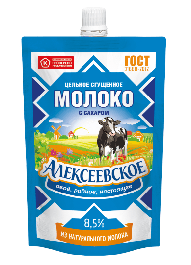 МОЛОКО СГЩЁНОЕ АЛЕКСЕЕВСКОЕ 100Г 8,5% ГОСТ Д/ПАК