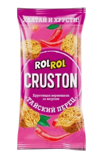 СНЕКИ МАКАРОННЫЕ РОЛРОЛ ХРУСТОН 60Г ВЕРМИШЕЛЬ ХРУСТ СО ВКУСОМ ТАЙСКИЙ ПЕРЕЦ