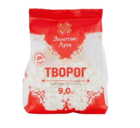 ТВОРОГ ЗОЛОТЫЕ ЛУГА 350Г 9% ОБРАМ ПАКЕТ