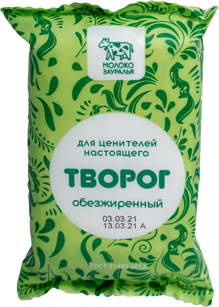 ТВОРОГ МОЛОКО ЗАУРАЛЬЯ 1,8% 200Г ПЕРГАМЕНТ В ПЛЕНКЕ