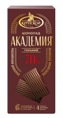 ШОКОЛАД ФАБРИКИ ИМЕНИ КРУПСКОЙ АКАДЕМИЯ 88Г 70% КАКАО ГОРЬКИЙ