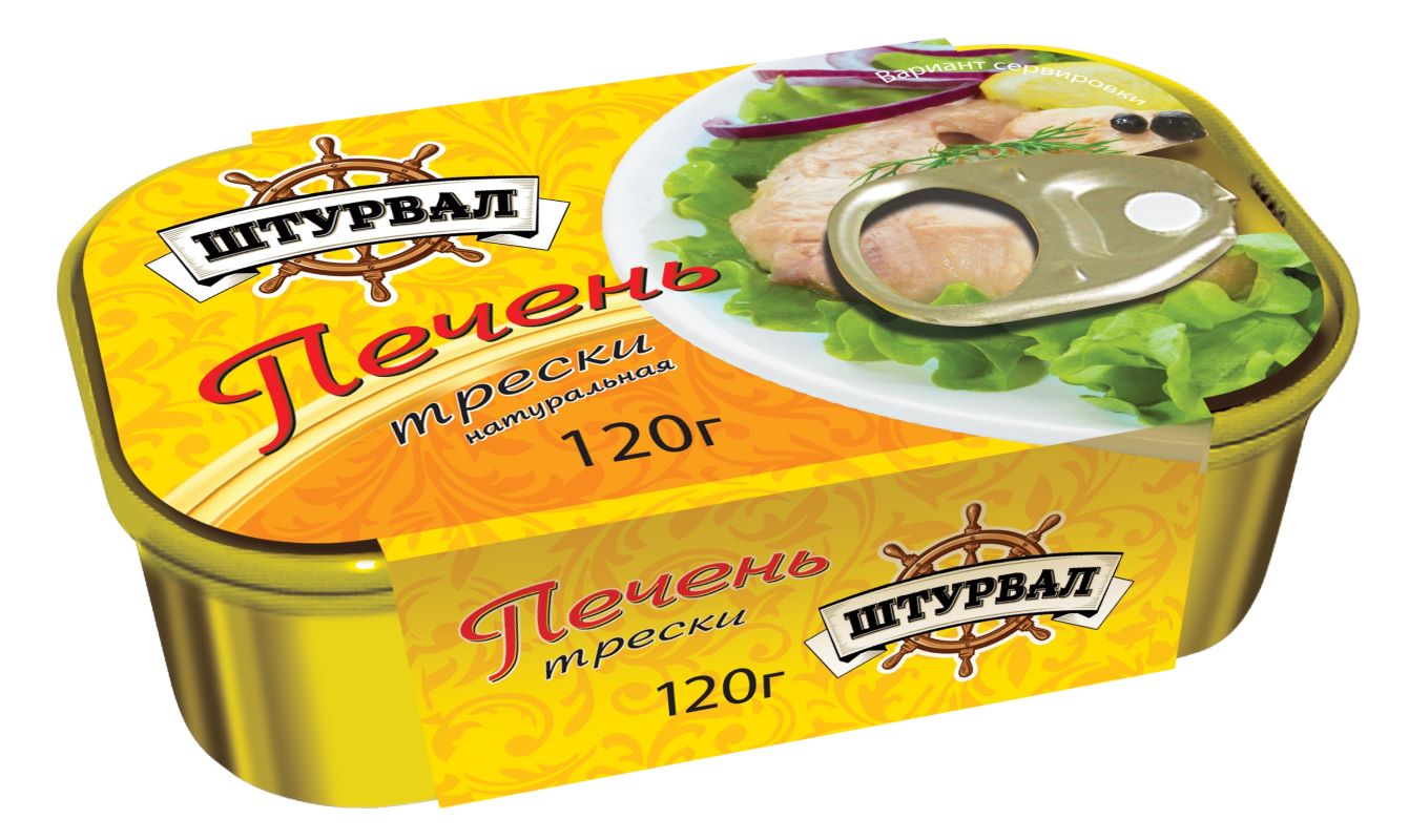 ПЕЧЕНЬ ТРЕСКИ ШТУРВАЛ 120Г НАТУРАЛЬНАЯ ЖБ КЛЮЧ