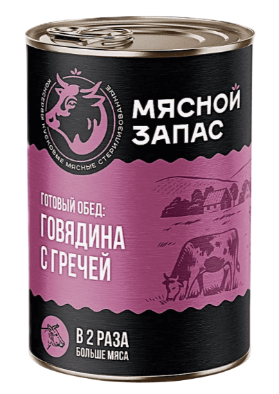 ГОТОВЫЙ ОБЕД МЯСНОЙ ЗАПАС 340Г ГОВЯДИНА С ГРЕЧКОЙ СТО ЖБ