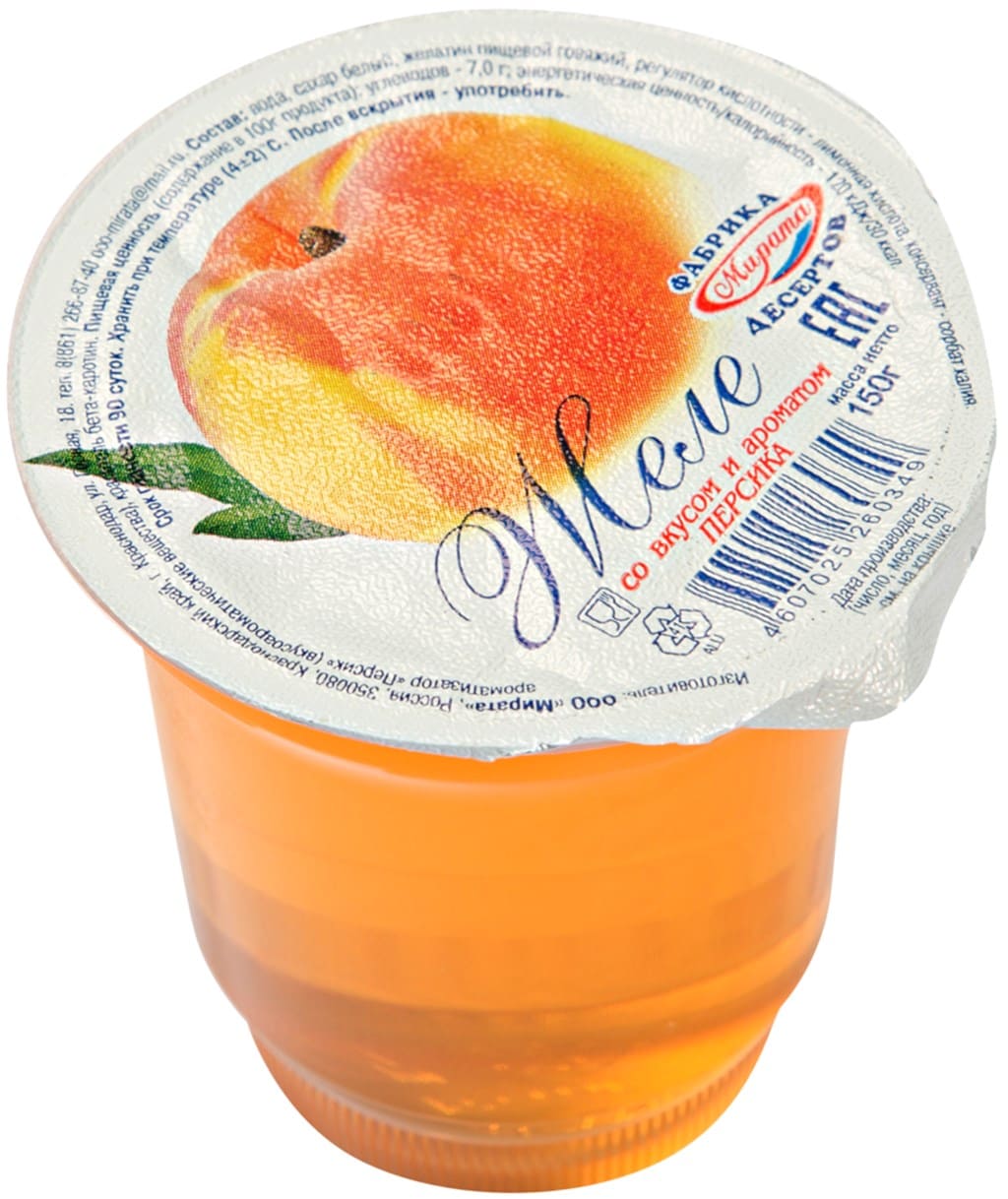 ЖЕЛЕ МИРАТА 150Г СО ВКУСОМ И АРОМАТОМ ПЕРСИКА