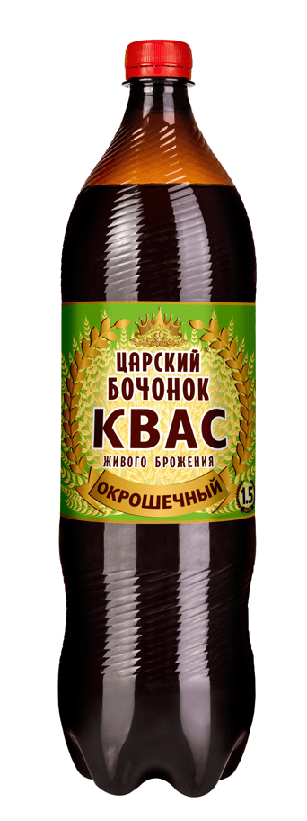КВАС ЦАРСКИЙ БОЧОНОК 1,5Л ОКРОШЕЧНЫЙ ФИЛЬТРОВАННЫЙ ПАСТЕР ГАЗ ПЭТ