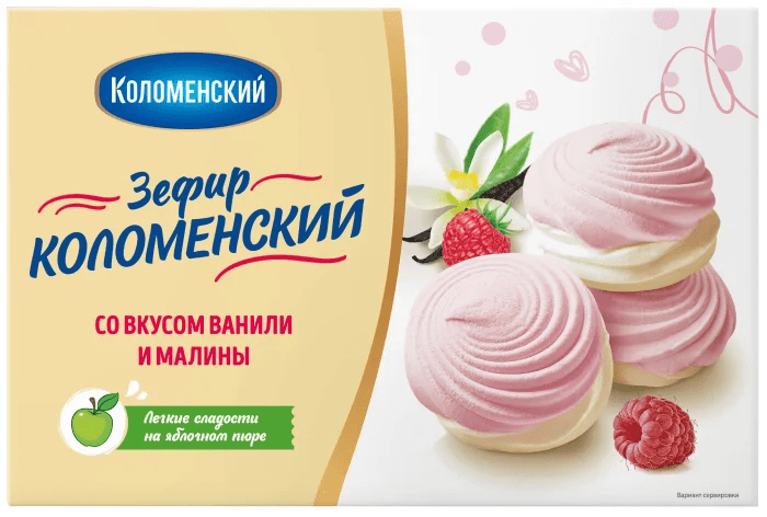 ЗЕФИР КОЛОМЕНСКОЕ 250Г СО ВКУСОМ ВАНИЛИ И МАЛИНЫ