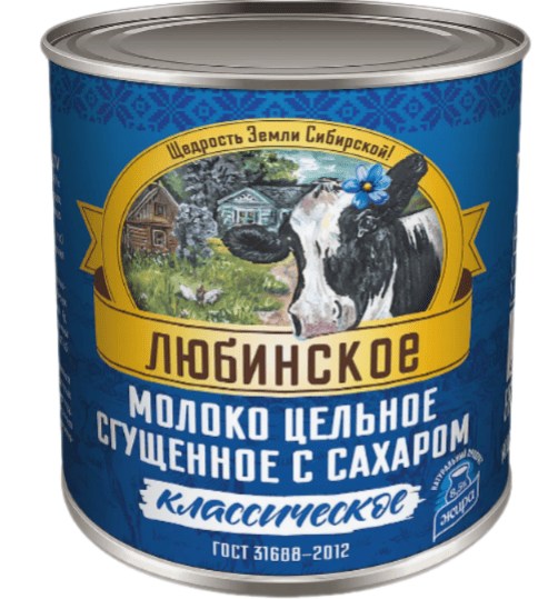 МОЛОКО СГУЩЕНОЕ ЛЮБИМО ЛЮБИНСКОЕ 360Г С САХАРОМ 1% ГОСТ ЖБ