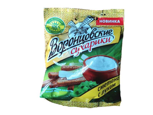 СУХАРИКИ ВОРОНЦОВСКИЕ 40Г СО ВКУСОМ СМЕТАНА ЛУК