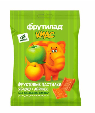 ПАСТИЛКИ ФРУКТОВЫЕ ФРУТИЛАД КИДС 30Г ЯБЛОКО+АБРИКОС Б/САХАРА Д/ДЕТ ПИТ ПАКЕТ