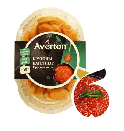 СУХАРИКИ АВЕРТОН 100Г БАГЕТНЫЕ СО ВКУСОМ КРАСНОЙ ИКРЫ КРУТОНЫ КОРРЕКС