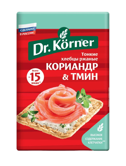 ХЛЕБЦЫ ДОКТОР КЕРНЕР 100Г РЖАНЫЕ С КОРИАНДРОМ И ТМИНОМ ХРУСТЯЩИЕ