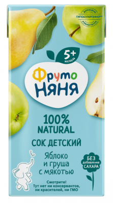 СОК ФРУТОНЯНЯ 200МЛ ЯБЛОКО ГРУША С МЯК С 5 МЕСЯЦЕВ