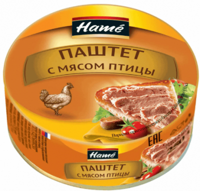 ПАШТЕТ ХАМЕ 235Г С МЯСОМ ПТИЦЫ ЖБ КЛЮЧ