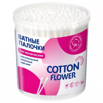 ПАЛОЧКИ ВАТНЫЕ КОТТОН ФЛАУЭР 100ШТ БАНКА