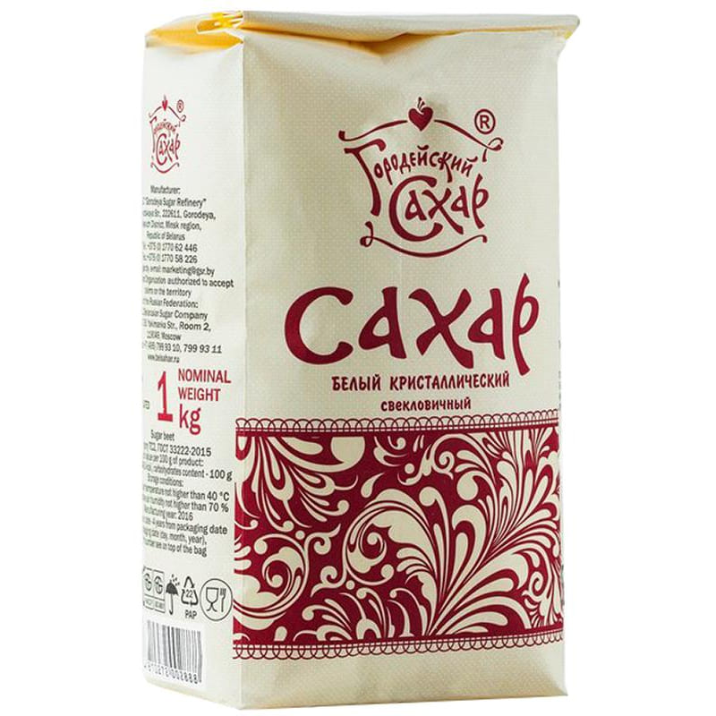 САХАР 1КГ БЕЛЫЙ КРИСТАЛИЧЕСКИЙ ГОСТ БУМАЖНЫЙ ПАКЕТ