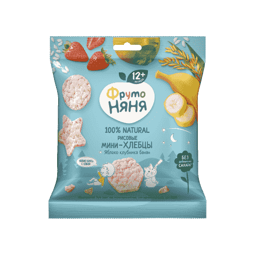 МИНИ-ХЛЕБЦЫ ФРУТОНЯНЯ 30Г РИСОВЫЕ ЯБЛОКО КЛУБНИКА БАНАН