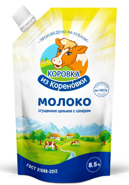 МОЛОКО СГУЩЕННОЕ КОРОВКА ИЗ КОРЕНОВКИ 270Г С САХАРОМ 8,5% ГОСТ ДОЙПАК БЗМЖ
