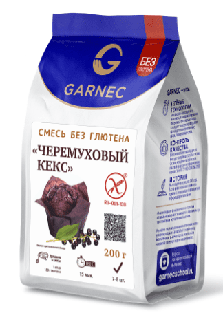 СМЕСЬ Д/ВЫПЕЧКИ ГАРНЕЦ 200Г КЕКС ЧЕРЕМУХОВЫЙ Б/ГЛЮТЕНА БУМ ПАКЕТ