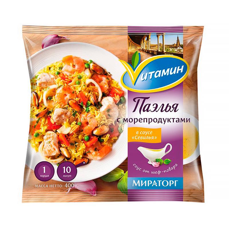 ПАЭЛЬЯ МИРАТОРГ ВИТАМИН 400Г С МОРЕПРОДУКТАМИ В СОУСЕ СЕВИЛЬЯ