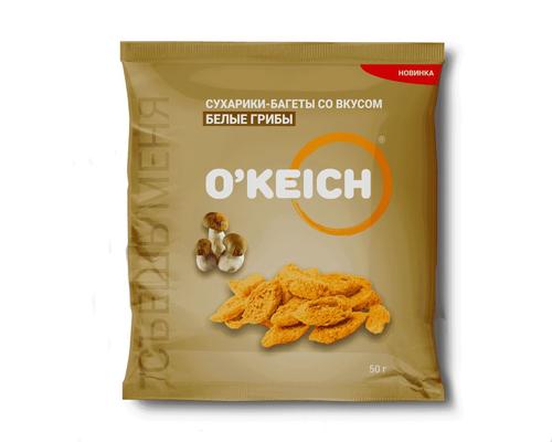 СУХАРИКИ-БАГЕТЫ ОКЕЙЧ 50Г ЗОЛОТЫЕ СО ВКУСОМ БЕЛЫЕ ГРИБЫ