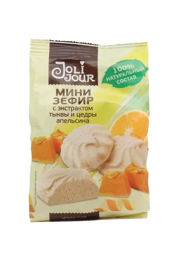 ЗЕФИР МИНИ ЖОЛИ ЖУР 110Г С ЭКСТРАКТОМ ТЫКВЫ И ЦЕДРЫ АПЕЛЬСИНА