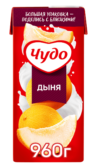 КОКТЕЙЛЬ ЧУДО 2% 960Г МОЛОЧНЫЙ СО ВКУСОМ ДЫНИ