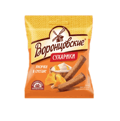 СУХАРИКИ ВОРОНЦОВСКИЕ 120Г СО ВКУСОМ ЛИСИЧЕК В СМЕТАНЕ
